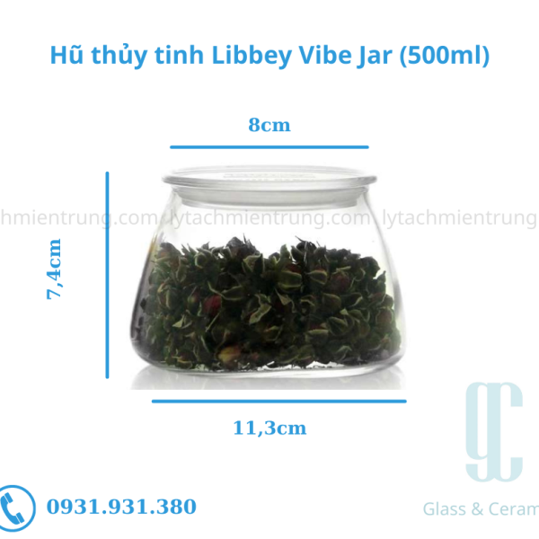 Ly thủy tinh nắp nhựa Libbey Vibe Jar (500ml)